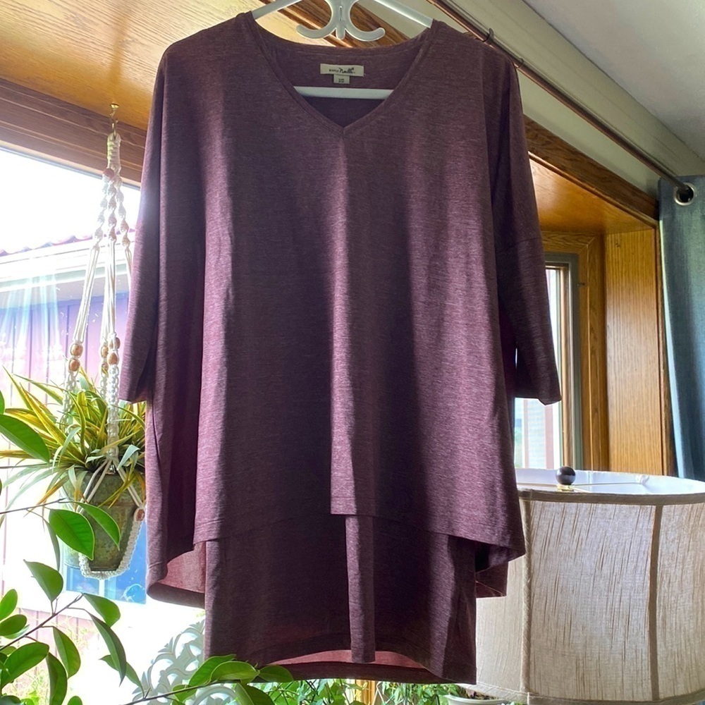 Simply Noelle burgundy double layer top